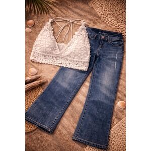 Free People Lace Bralette L + VS Jeans 6 Boho Bundle